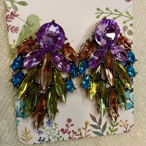NWT Peacock Earrings.  Beautiful, sparkly stones will light up any outfit.